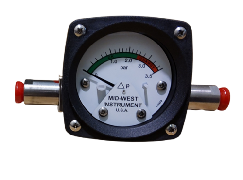 Mid-West Instrument 120MA-02-OO Differential Pressure Gauge, 0-3.5 Bar & 0-50 PSID, Dual Scale