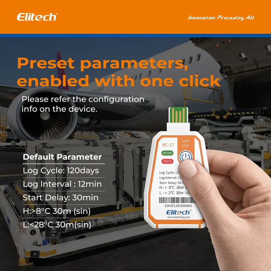 Elitech Rc 17 Disposable Single Use Usb Temperature Recorder Data Logger Parameters