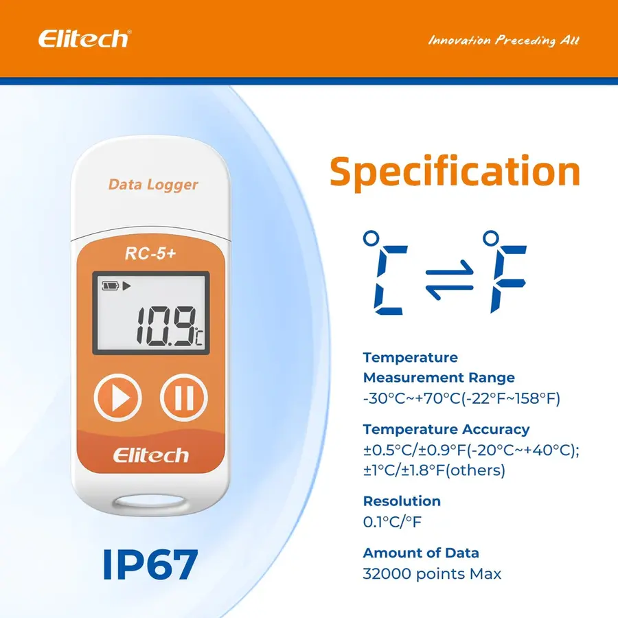 Elitech Rc 5+ Reusable Usb Temperature Data Logger Specifications