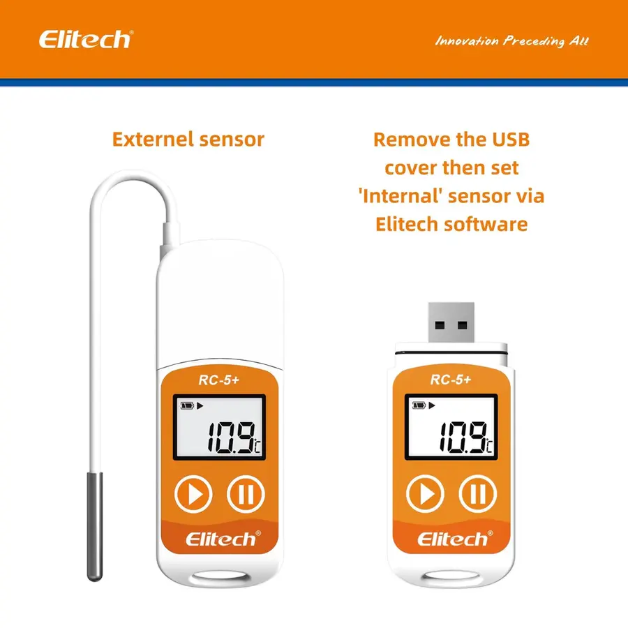 Elitech Rc 5+ Te Reusable Usb Temperature Data Logger With External Probe Sensor