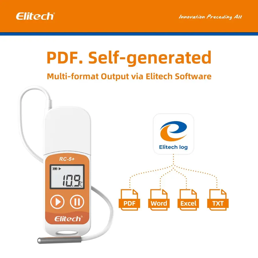 Elitech Rc 5+ Te Reusable Usb Temperature Data Logger With External Probe Software