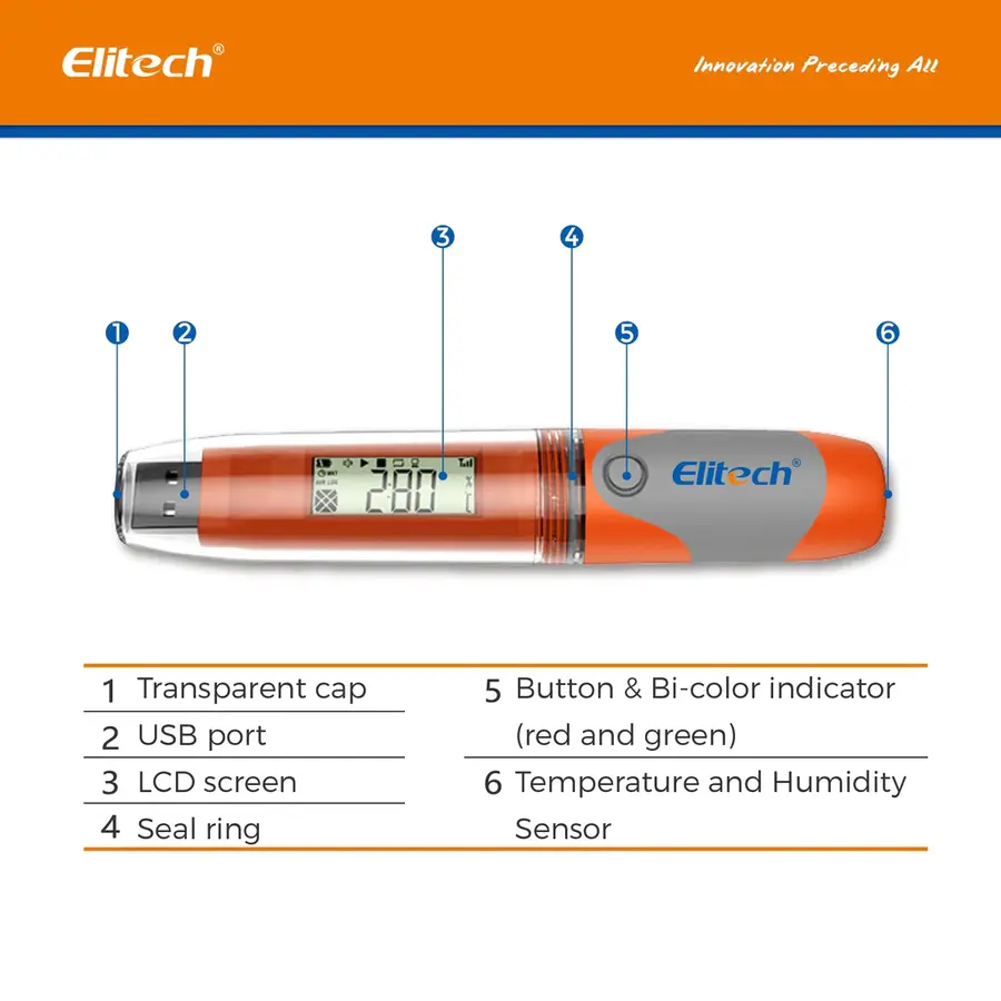 Elitech Rc 51h Pdf Usb Temperature And Humidity Data Logger Labels