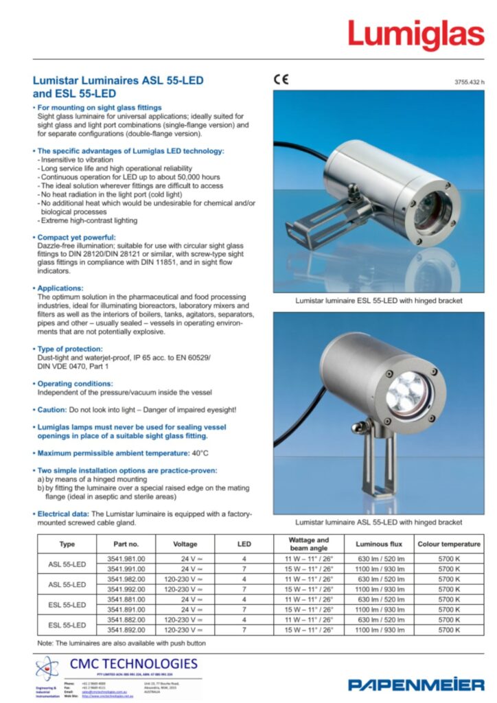 Papenmeier Lumiglas Asl Esl 55led Datasheet Cover Image Cmc