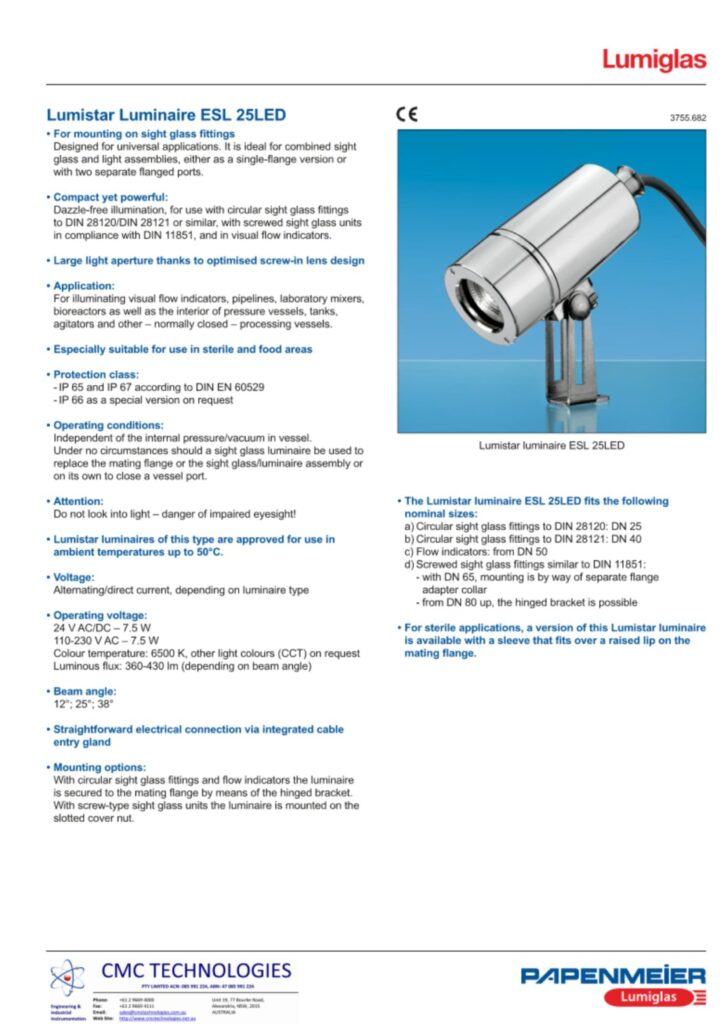 Papenmeier Lumiglas Esl 25led Datasheet Cover Image Cmc