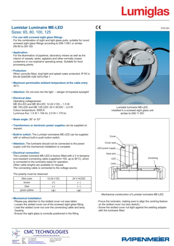 Papenmeier Lumiglas Me Led Datasheet Cover Image Cmc